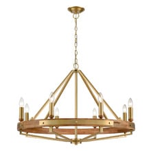 Corey Iron & Oak Wood 8 Light Pendant